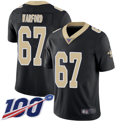 Men New Orleans Saints Limited Black Larry Warford Home Jersey NFL Football #67 100th Season Vapor Untouchable Jersey->nfl t-shirts->Sports Accessory